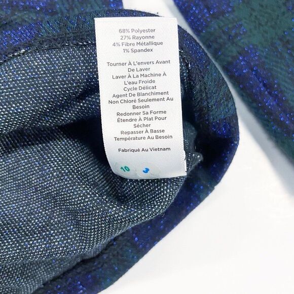Talbots Zip Pocket Plaid Sparkly Festive Holiday Classic Office Wear Size Large - Picture 7 of 10